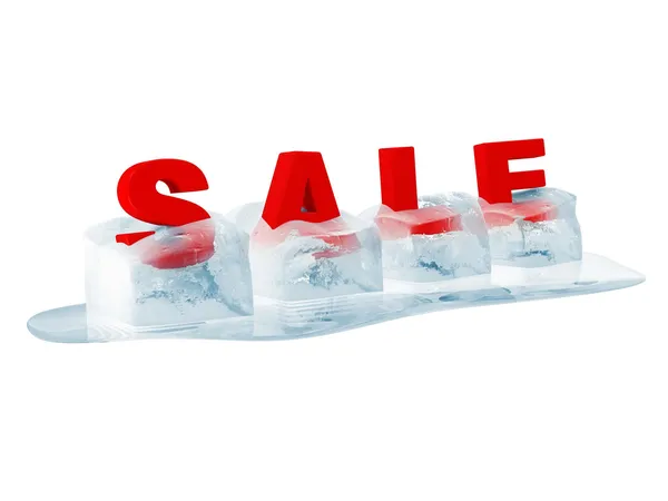 Word SALE in Melting Ice Cubes isolated on white background — Stock Photo, Image