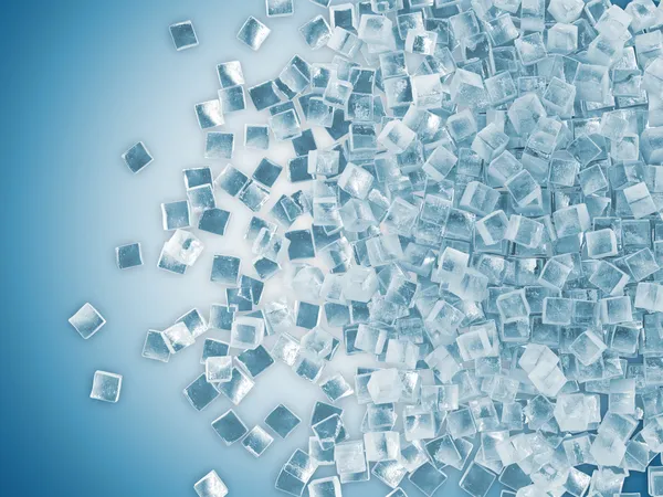 Група кубиків льоду на синьому фоні — стокове фото