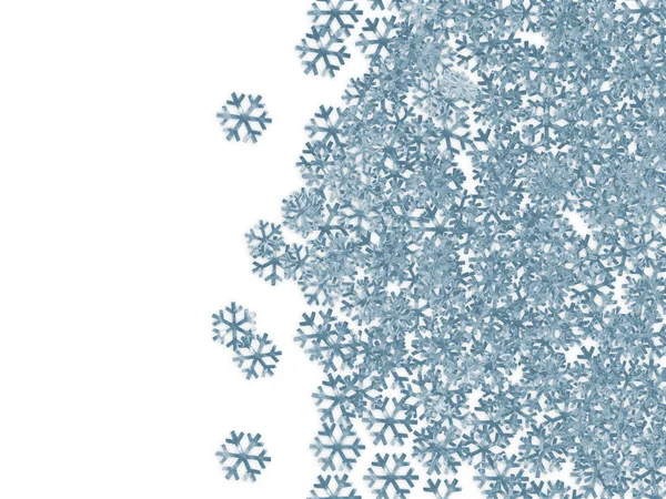 Grupp av snöflingor isolerad på vit bakgrund med plats för din text — Stockfoto