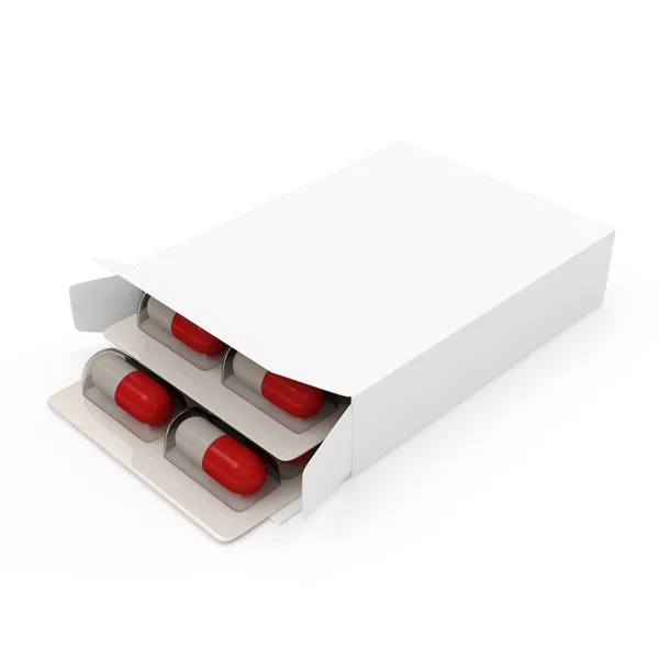 Pakiet medyczny pigułki na białym tle — Zdjęcie stockowe