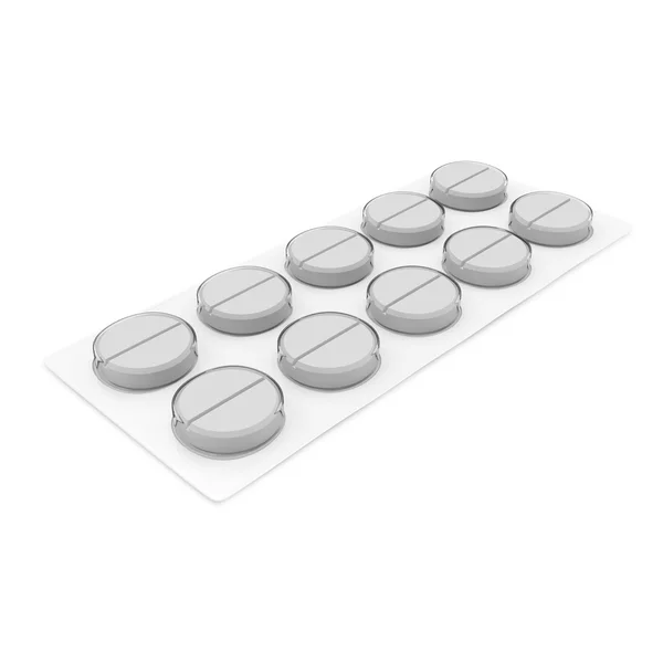 Pack de píldoras médicas aisladas sobre fondo blanco — Foto de Stock