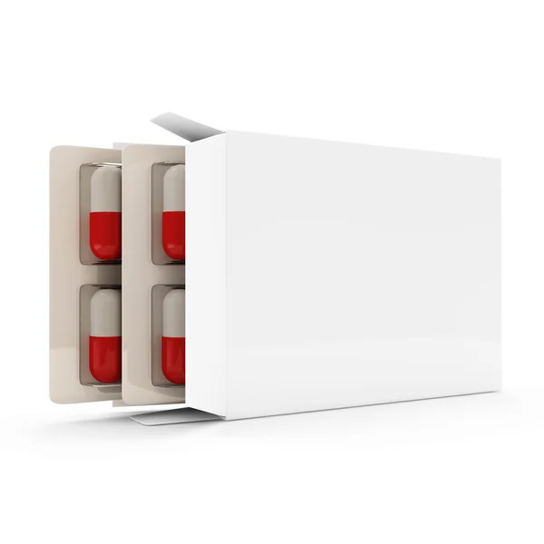 Пакет медичних таблеток ізольовано на білому тлі — стокове фото