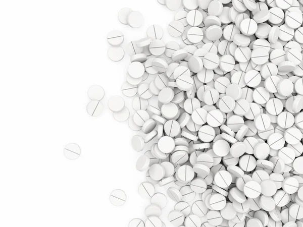Medicinska piller isolerad på vit bakgrund med plats för din text — Stockfoto