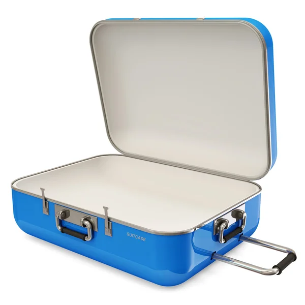 白い背景で隔離された開いたスーツケース — ストック写真