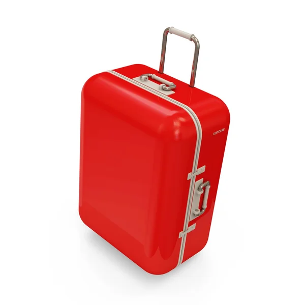 Червона валіза ізольована на білому тлі — стокове фото