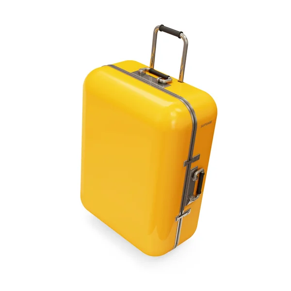 Жовта валіза ізольована на білому тлі — стокове фото