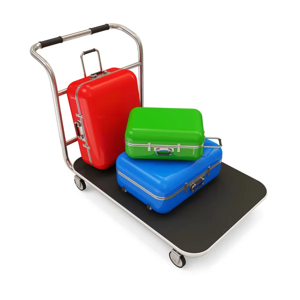 Service Cart with Luggage isolated on white background — Stock Photo, Image