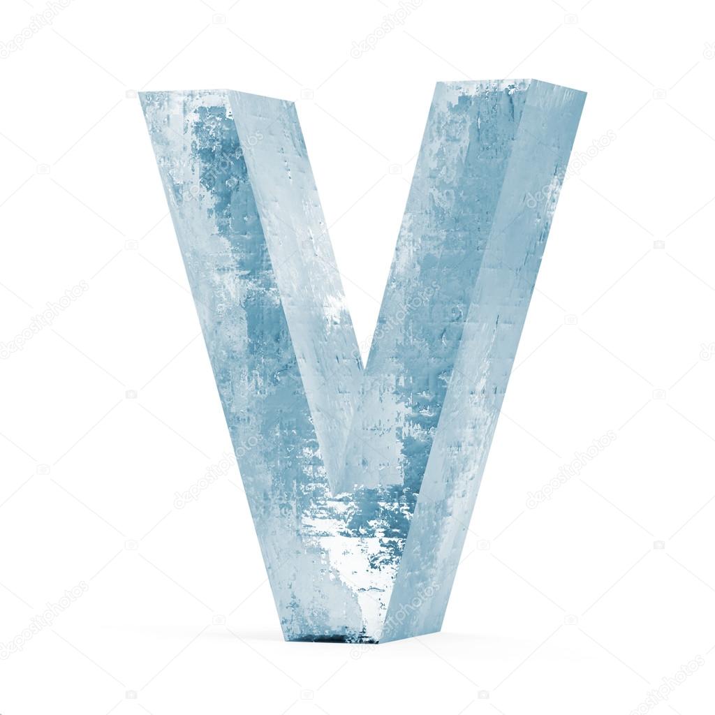 Icy Letters isolated on white background (Letter V)