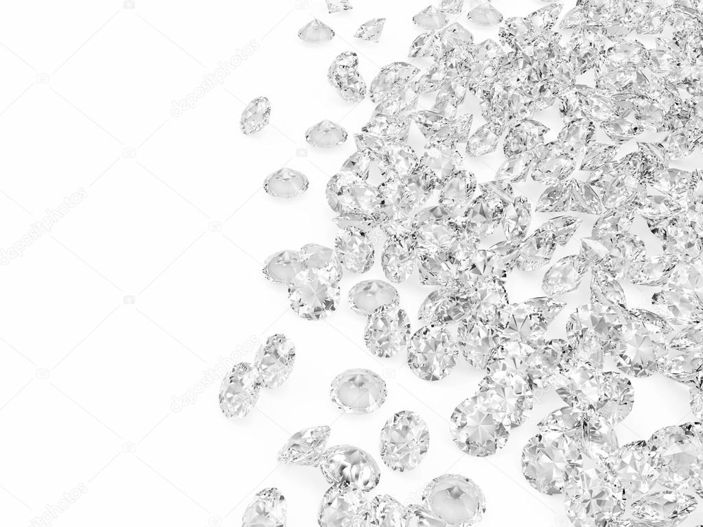 Diamonds on white background with place for your text