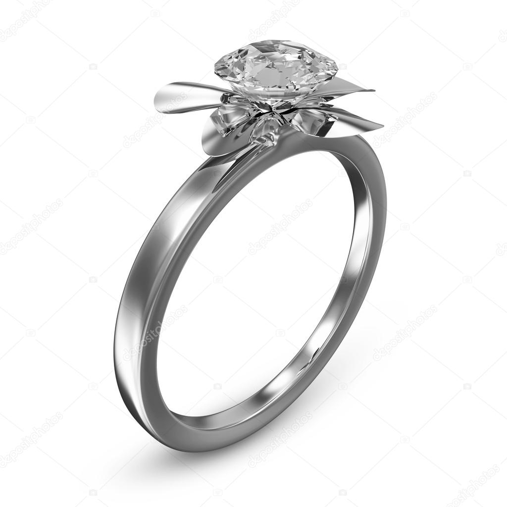 The Beauty Platinum Wedding Ring with Diamond on white background
