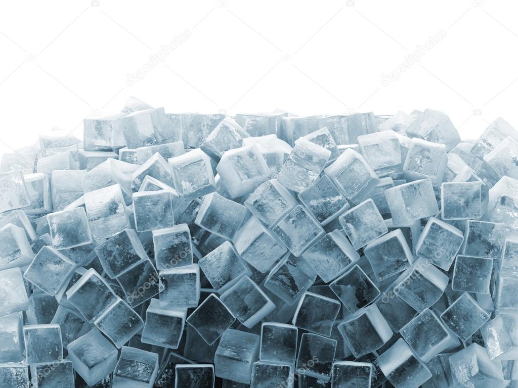 Ice Cubes isolated on white background with place for your text