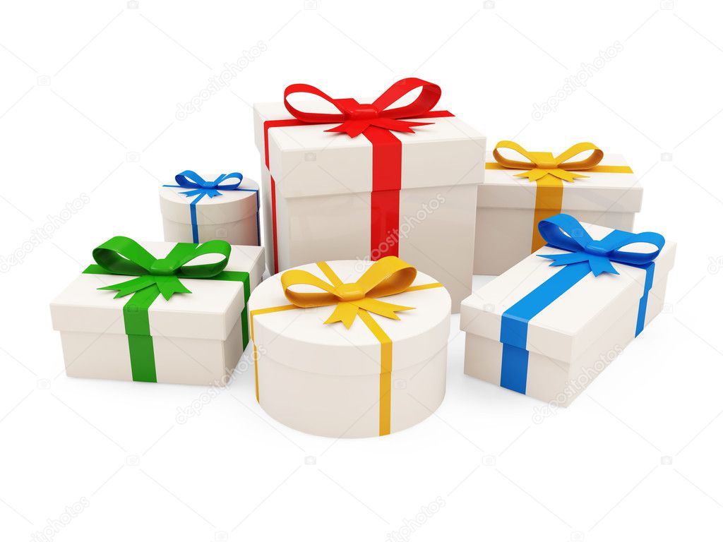 Colorful Gift Boxes isolated on white background