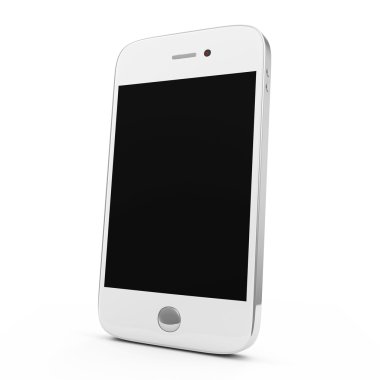 izole beyaz zemin üzerine beyaz akıllı telefon