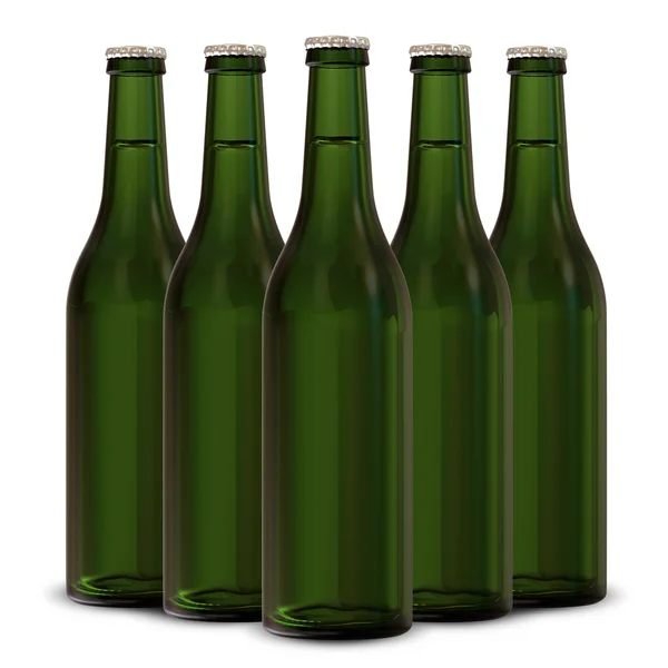 Group of Beer Bottles isolated on white background — Stock Photo, Image