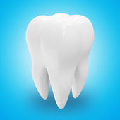 Tooth on blue background
