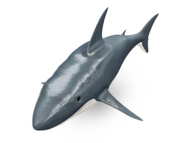 Beyaz arka plan üzerinde izole 3d köpek balığı