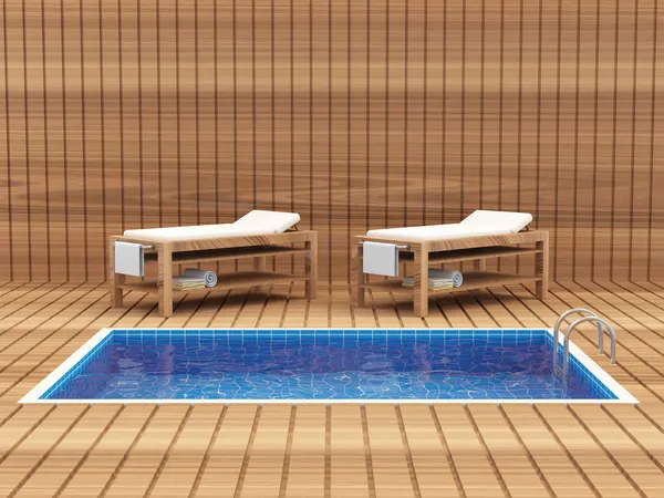 Spa rummet interiören med pool och tabeller för massage — Stockfoto