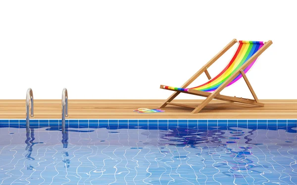 Silla de piscina y cubierta aislada sobre fondo blanco con lugar para su texto — Foto de Stock