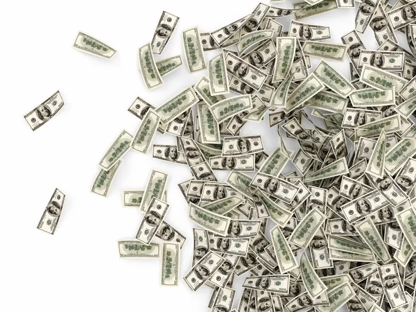 Falling Dollar Bills isolated on white background — Stock Photo, Image