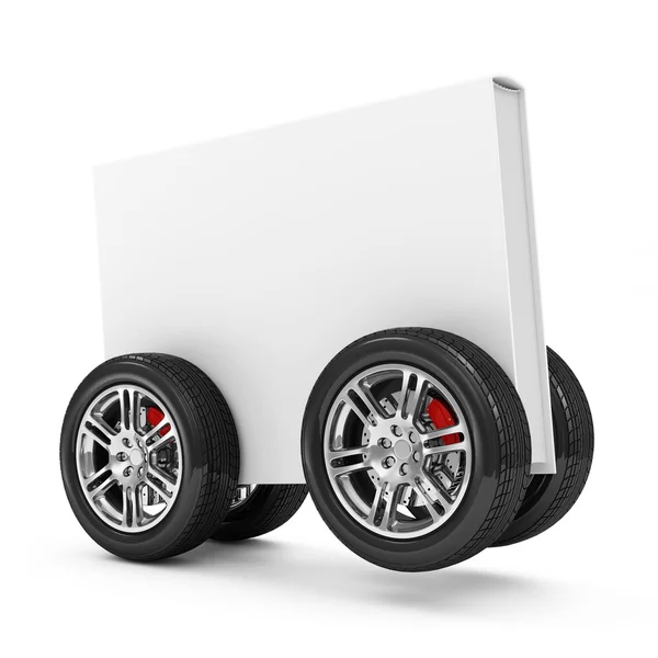 Libro bianco sulle ruote isolato su sfondo bianco — Foto Stock