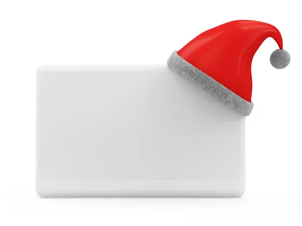 Santa Sombrero sobre tablero en blanco aislado sobre fondo blanco —  Fotos de Stock