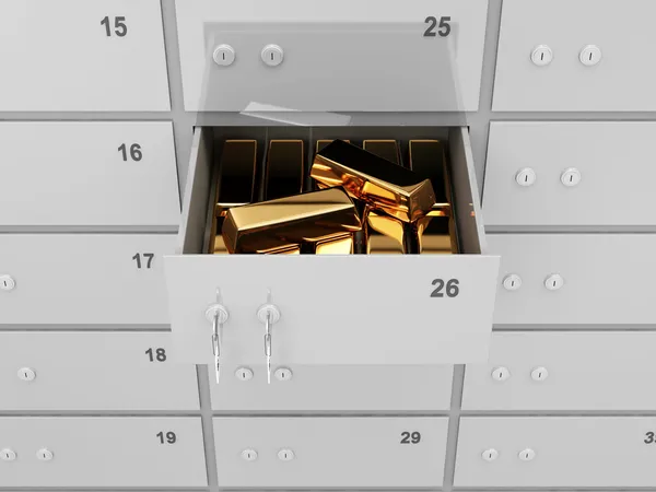 Banca di deposito aperto cassaforte con barre d'oro all'interno — Foto Stock