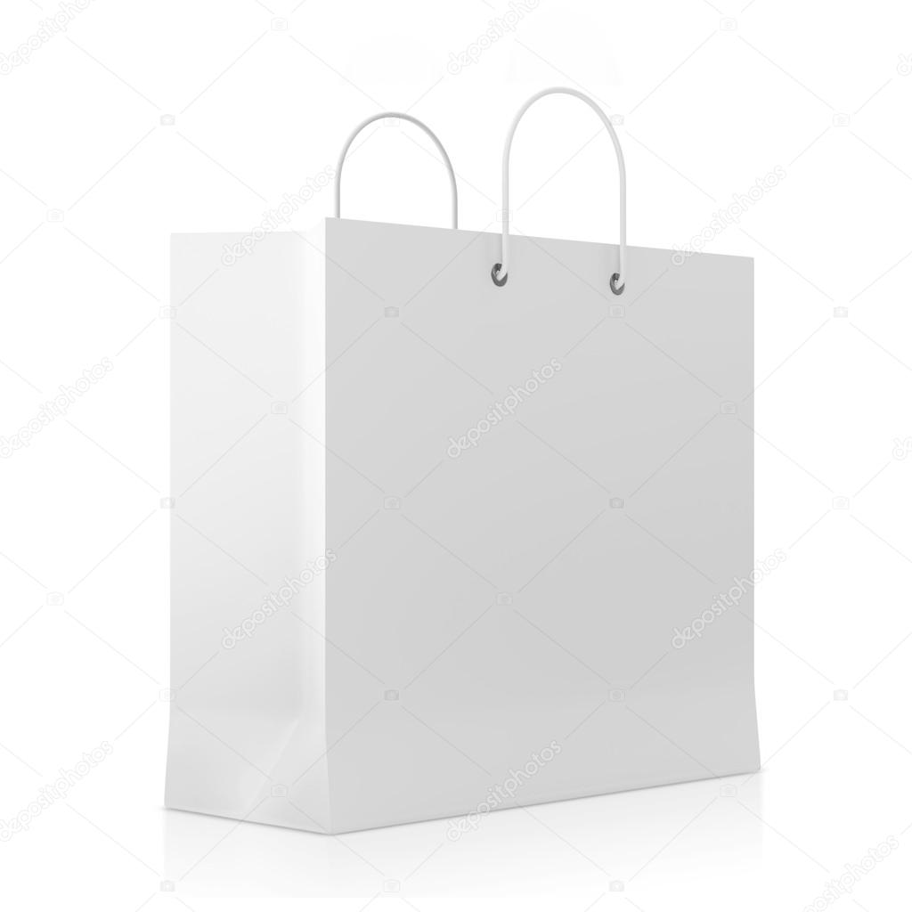 Blank White Shopping Bag isolated on white background