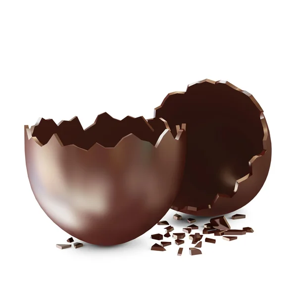 Chocolate quebrado Easter Egg isolado no fundo branco — Fotografia de Stock