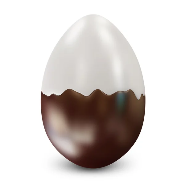 Uovo di Pasqua da Cioccolato Bianco e Scuro isolato su sfondo bianco — Foto Stock