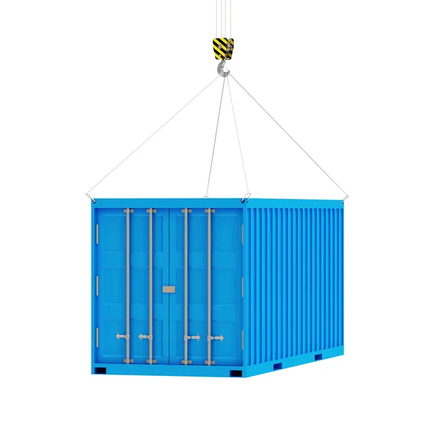 Cargo container met een haak geïsoleerd op witte achtergrond — Stockfoto