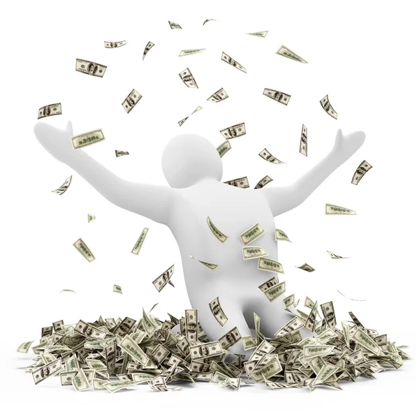 Mann mit viel Geld. 3D-Illustration — Stockfoto