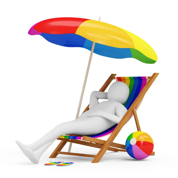 Picture of 3D man. Relaxing on beach — Stock Photo, Image