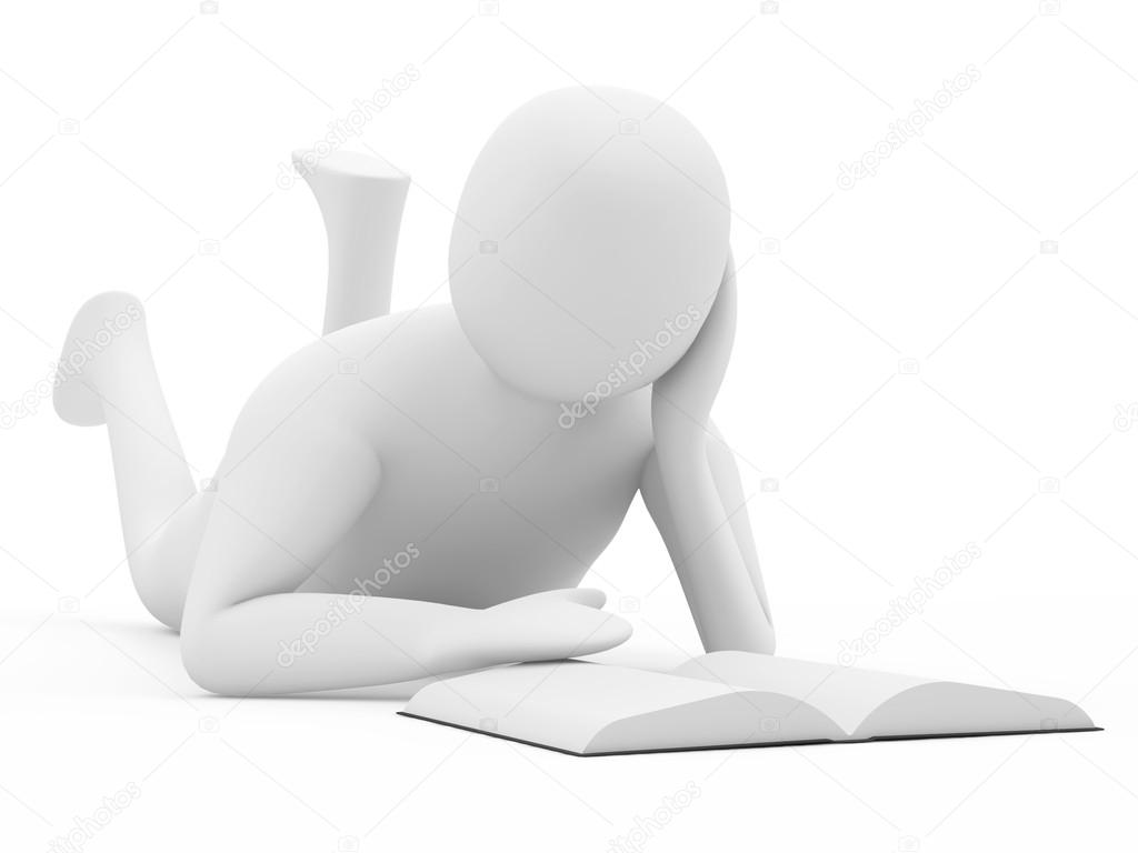 3D man reading book