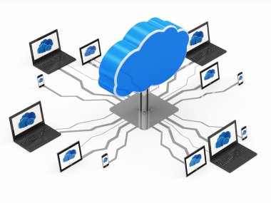 bulut bilgi işlem konsept dizüstü bilgisayar ile tablet pc ve dokunmatik ekran smartphone