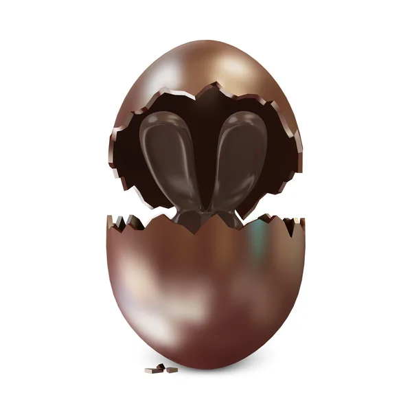 Uovo di Pasqua al cioccolato con coniglietto al cioccolato all'interno — Foto Stock