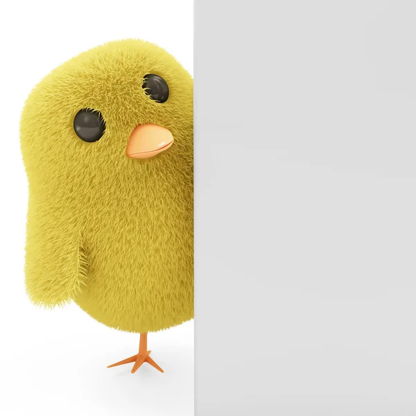 Velikonoční malé kuře s prázdné desky — Stock fotografie