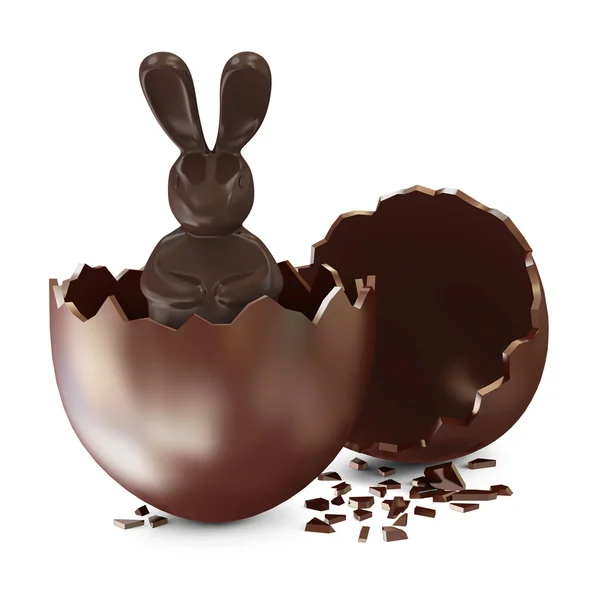 Čokoládové velikonoční vajíčko s čokoládovým zajíčkem — Stock fotografie