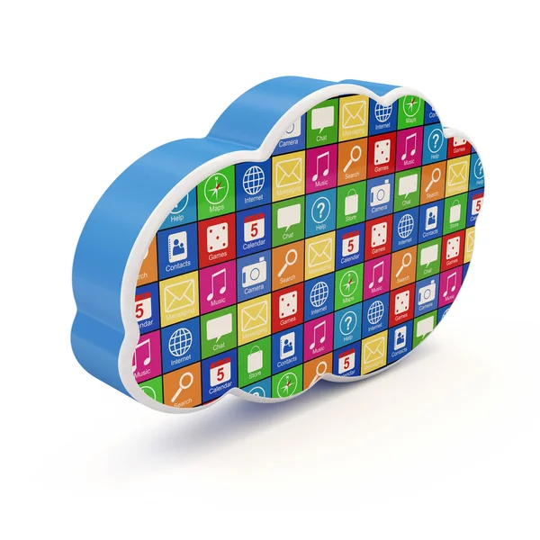 Cloud Computing Symbol mit Apps — Stockfoto