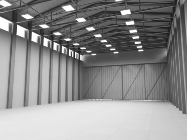 modern depo 3D çizimi