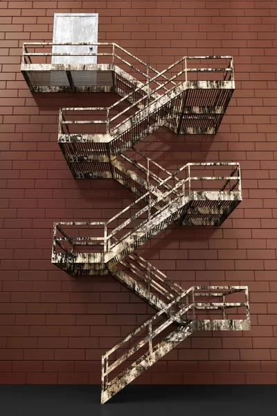 3d Illustration of Old External Fire Escape in a Building — Stok Foto