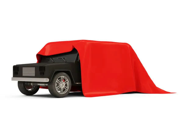 Red Cloth Covered Modern SUV Car on white background — Stock Photo, Image