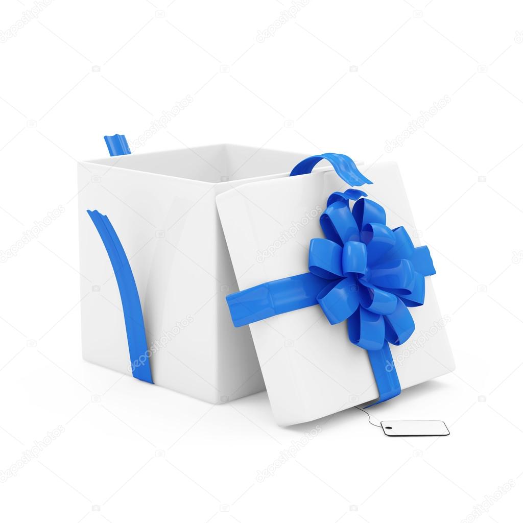 Opened Gift Box with blank isolated on white background