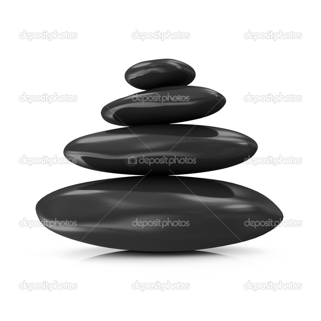 Pile of Black Spa Stones isolated on white background