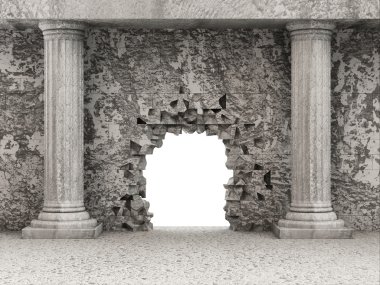 klasik antik iç sütunları ve kırık duvar
