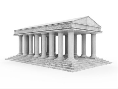 Beyaz arka plan üzerinde izole klasik antik yapı