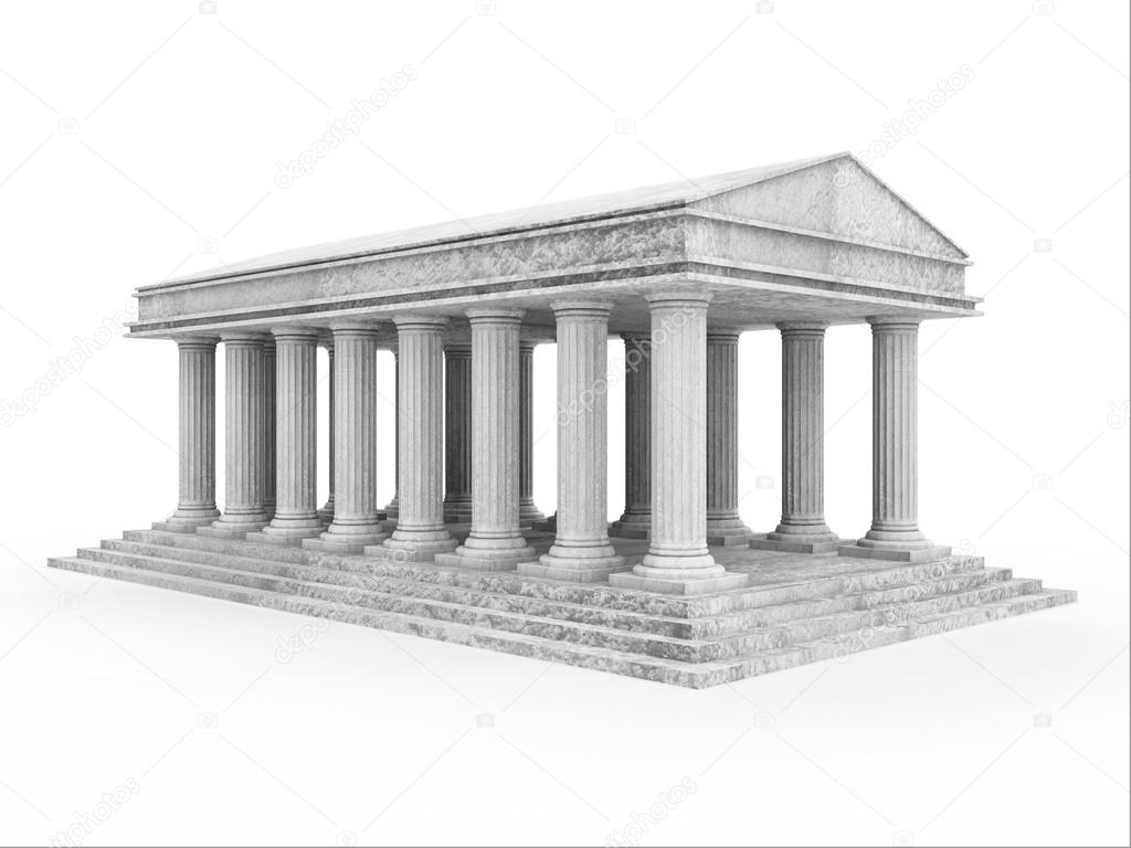 Classic Ancient Building isolated on white background