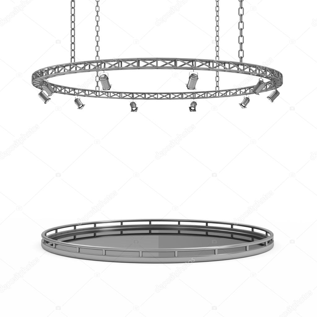 Stage Interior with Spotlights isolated on white background