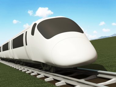 modern yüksek hızlı tren 3D çizimi