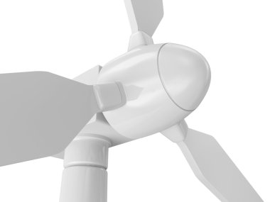 modern rüzgâr türbini beyaz zemin üzerine izole yakından görmek