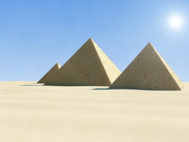 Antik pyramid çölündeki 3D çizimi